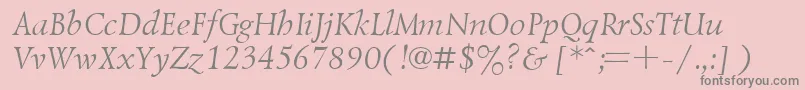 UkrainiangoudyoldItalic-fontti – harmaat kirjasimet vaaleanpunaisella taustalla