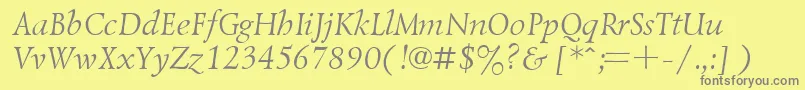 フォントUkrainiangoudyoldItalic – 黄色の背景に灰色の文字
