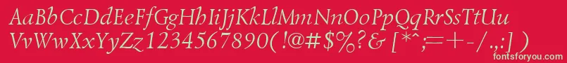 フォントUkrainiangoudyoldItalic – 赤い背景に緑の文字