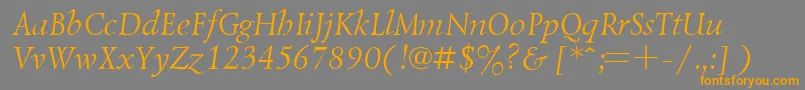 Шрифт UkrainiangoudyoldItalic – оранжевые шрифты на сером фоне