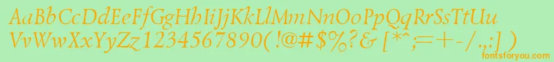 Fonte UkrainiangoudyoldItalic – fontes laranjas em um fundo verde