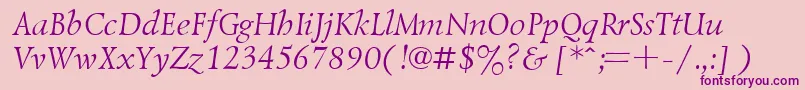 UkrainiangoudyoldItalic Font – Purple Fonts on Pink Background