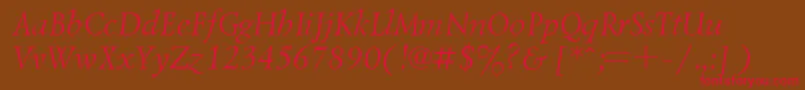 Fonte UkrainiangoudyoldItalic – fontes vermelhas em um fundo marrom
