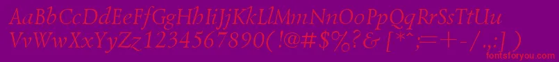 UkrainiangoudyoldItalic-Schriftart – Rote Schriften auf violettem Hintergrund