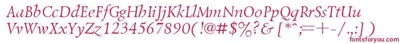 フォントUkrainiangoudyoldItalic – 白い背景に赤い文字