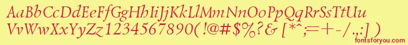 フォントUkrainiangoudyoldItalic – 赤い文字の黄色い背景