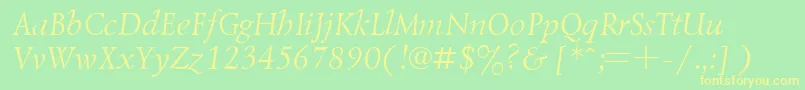 Fonte UkrainiangoudyoldItalic – fontes amarelas em um fundo verde