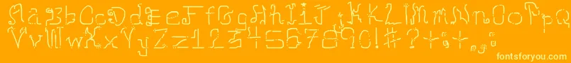 Neomarkerism-Schriftart – Gelbe Schriften auf orangefarbenem Hintergrund