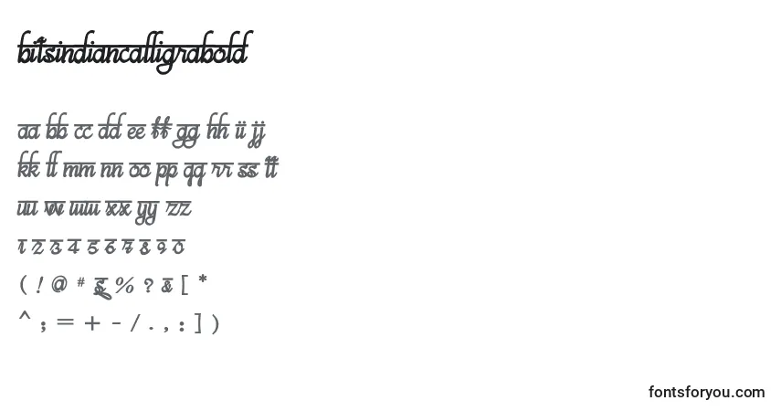 Czcionka BitsindiancalligraBold – alfabet, cyfry, specjalne znaki