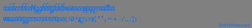 BitsindiancalligraBoldフォントについての詳細 フォントBitsindiancalligraBold – 灰色の背景に青い文字