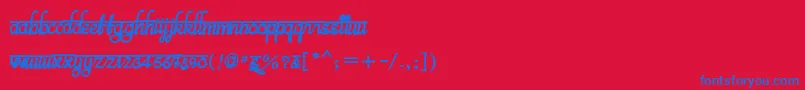 Weitere Informationen zur BitsindiancalligraBold-Schriftart BitsindiancalligraBold-Schriftart – Blaue Schriften auf rotem Hintergrund