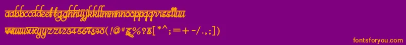 フォントBitsindiancalligraBold – 紫色の背景にオレンジのフォント