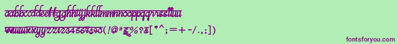 フォントBitsindiancalligraBold – 緑の背景に紫のフォント