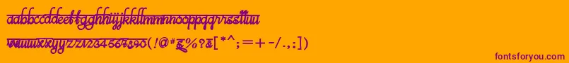 フォントBitsindiancalligraBold – オレンジの背景に紫のフォント