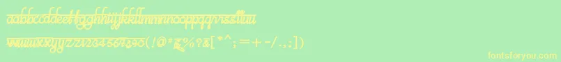 フォントBitsindiancalligraBold – 黄色の文字が緑の背景にあります