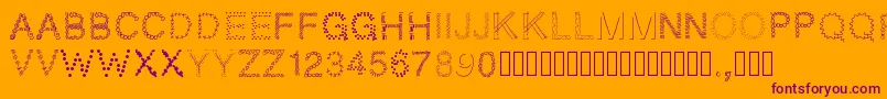 Pwpatchwork-Schriftart – Violette Schriften auf orangefarbenem Hintergrund