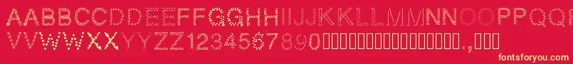 Pwpatchwork Font – Yellow Fonts on Red Background