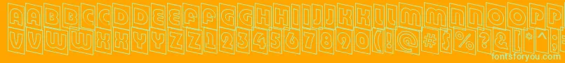 ABighaustitulcmdnotl-Schriftart – Grüne Schriften auf orangefarbenem Hintergrund