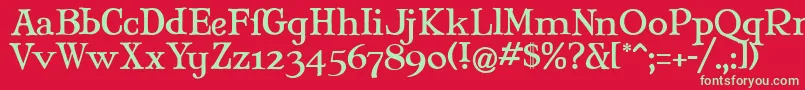 フォントMaryJaneAntique – 赤い背景に緑の文字