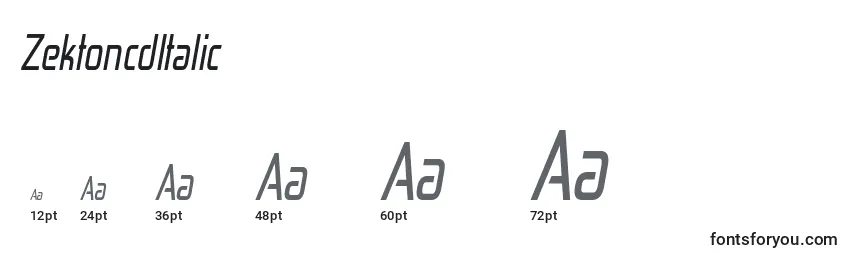 Размеры шрифта ZektoncdItalic