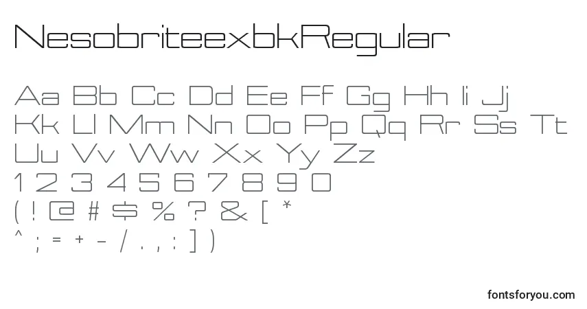 NesobriteexbkRegularフォント–アルファベット、数字、特殊文字