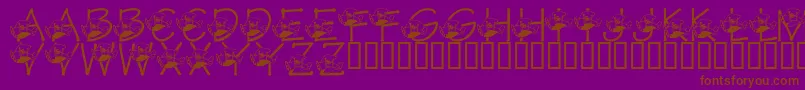 LmsTracisHighFlyingHubby-Schriftart – Braune Schriften auf violettem Hintergrund