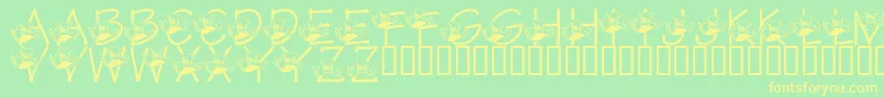 LmsTracisHighFlyingHubby-fontti – keltaiset fontit vihreällä taustalla