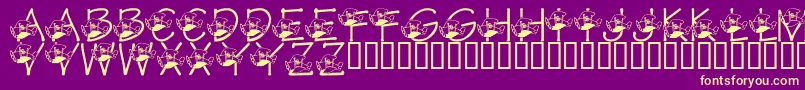 Fonte LmsTracisHighFlyingHubby – fontes amarelas em um fundo roxo