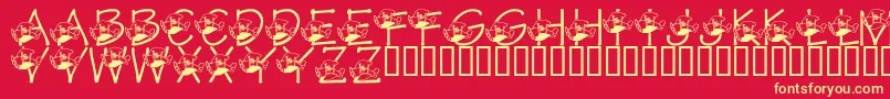 フォントLmsTracisHighFlyingHubby – 黄色の文字、赤い背景