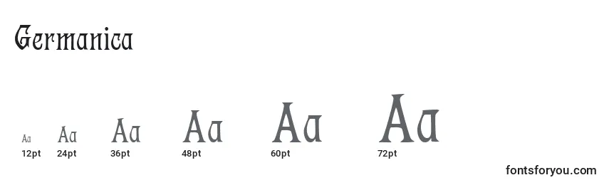 Размеры шрифта Germanica