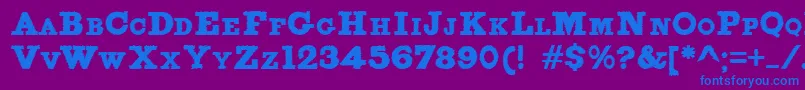 フォントFigginsbruteTrash – 紫色の背景に青い文字
