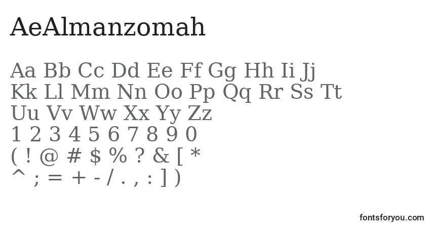 Fuente AeAlmanzomah - alfabeto, números, caracteres especiales