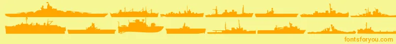 フォントUsnavy – オレンジの文字が黄色の背景にあります。