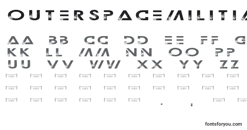 A fonte Outerspacemilitia (20171) – alfabeto, números, caracteres especiais