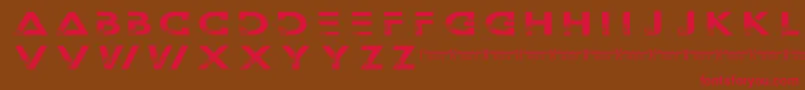 フォントOuterspacemilitia – 赤い文字が茶色の背景にあります。