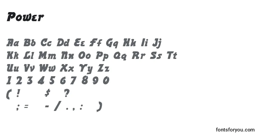 Шрифт Power – алфавит, цифры, специальные символы