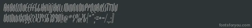 Fonte QuasariallBoldoblique – fontes cinzas em um fundo preto