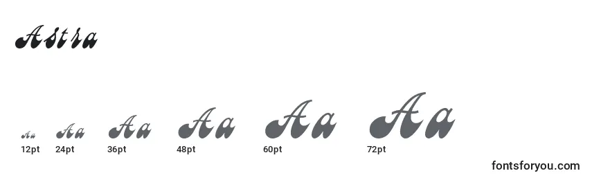 Размеры шрифта Astra