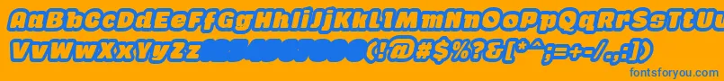 Weitere Informationen zur GabanOutlineItalicFfp-Schriftart GabanOutlineItalicFfp-Schriftart – Blaue Schriften auf orangefarbenem Hintergrund