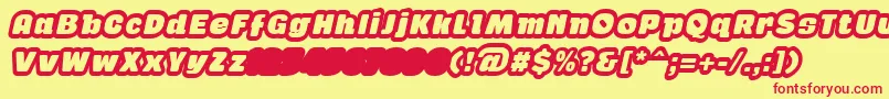 GabanOutlineItalicFfp-fontti – punaiset fontit keltaisella taustalla
