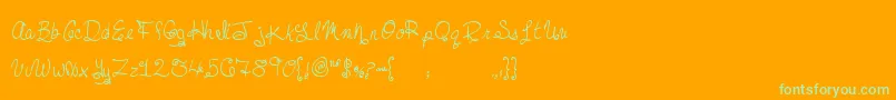 MtfDreamie-Schriftart – Grüne Schriften auf orangefarbenem Hintergrund