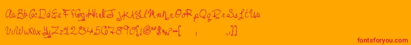 MtfDreamie-Schriftart – Rote Schriften auf orangefarbenem Hintergrund