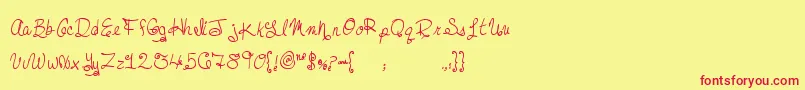 MtfDreamie-Schriftart – Rote Schriften auf gelbem Hintergrund