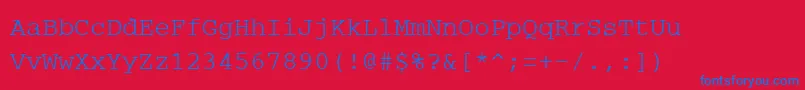 PcRegular-fontti – siniset fontit punaisella taustalla