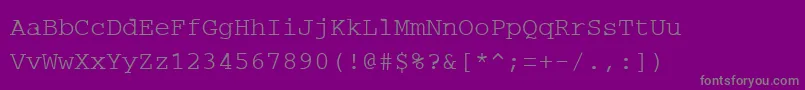 フォントPcRegular – 紫の背景に灰色の文字