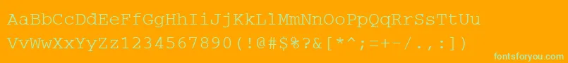 PcRegular-Schriftart – Grüne Schriften auf orangefarbenem Hintergrund