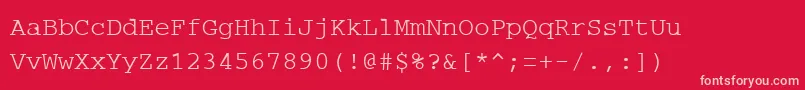 フォントPcRegular – 赤い背景にピンクのフォント