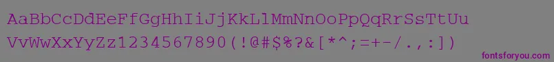 フォントPcRegular – 紫色のフォント、灰色の背景