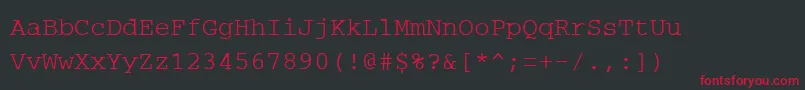 PcRegular Font – Red Fonts on Black Background