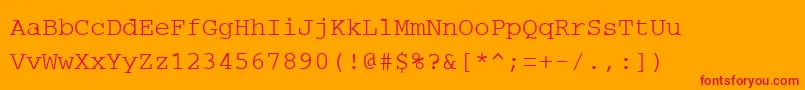 PcRegular Font – Red Fonts on Orange Background
